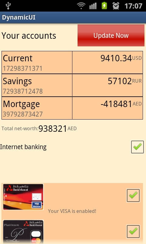 portfolio Dynamic UI App for Mobile Banking